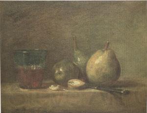 Jean Baptiste Simeon Chardin Pears Walnuts and a Glass of Wine (mk05) Norge oil painting art